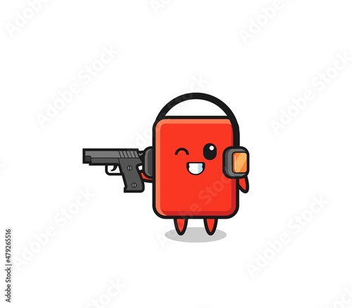 illustration of red card cartoon doing shooting range