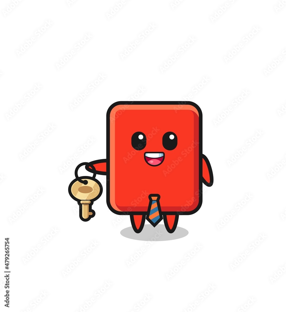 cute red card as a real estate agent mascot cute red card as a real estate agent mascot