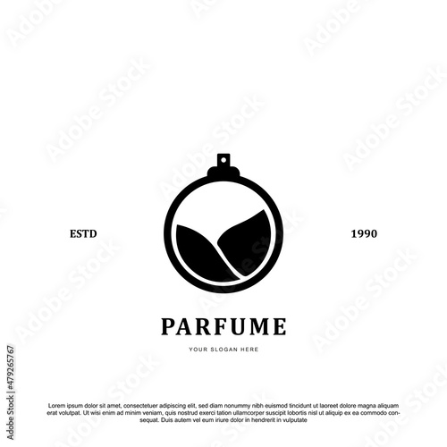 Creative perfume logo design vector. with leaves premium logo