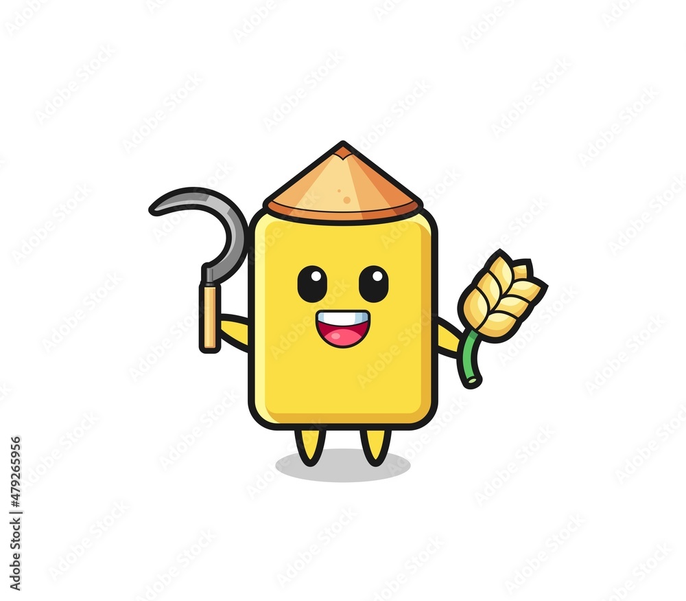 yellow card Asian farmer holding paddy yellow card Asian farmer holding paddy