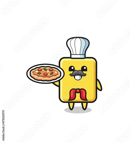 yellow card character as Italian chef mascot