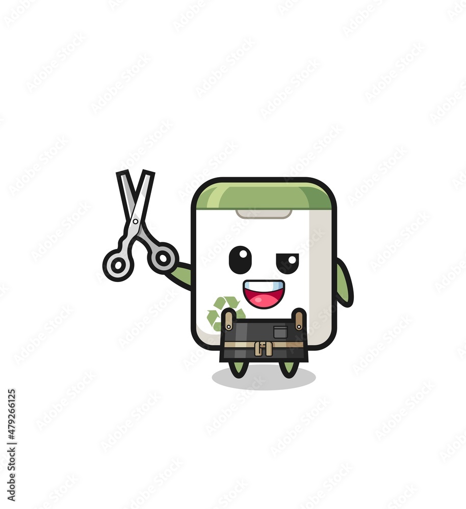 trash can character as barbershop mascot trash can character as barbershop mascot