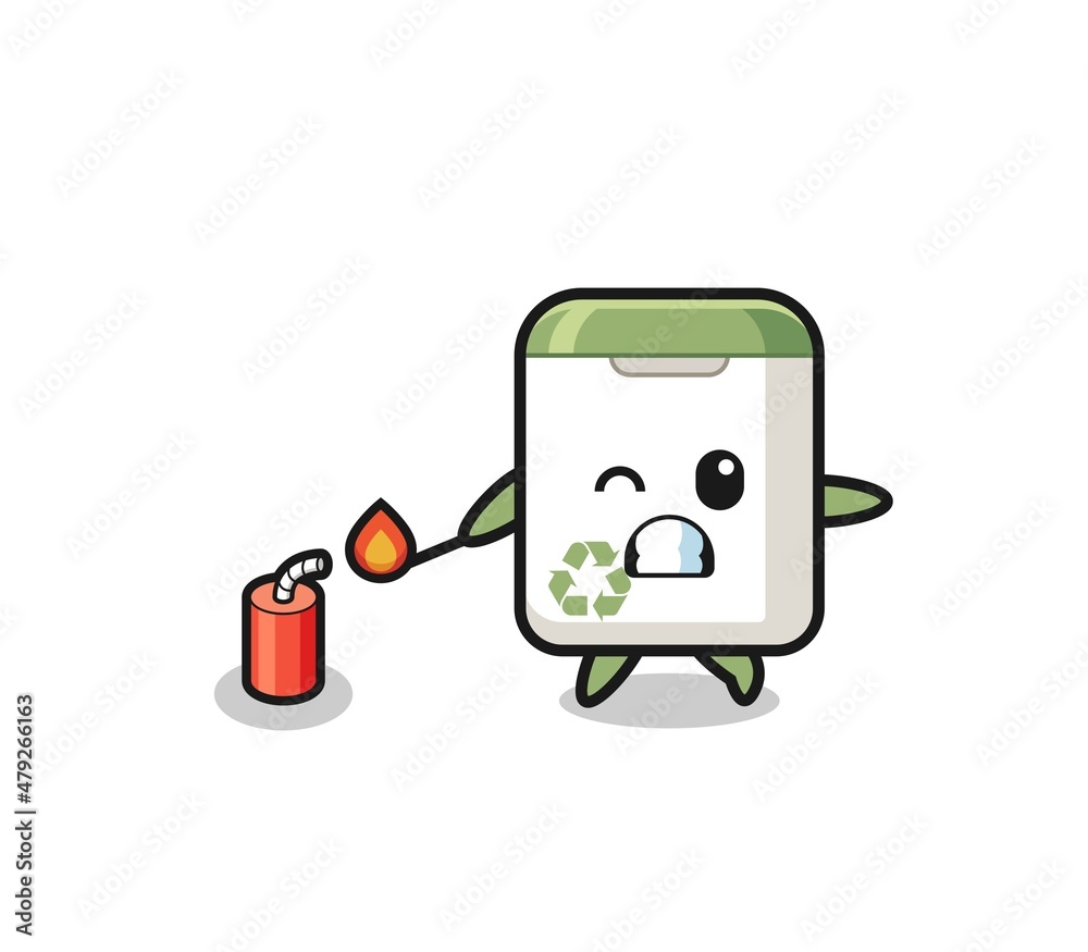 trash can mascot illustration playing firecracker trash can mascot illustration playing firecracker