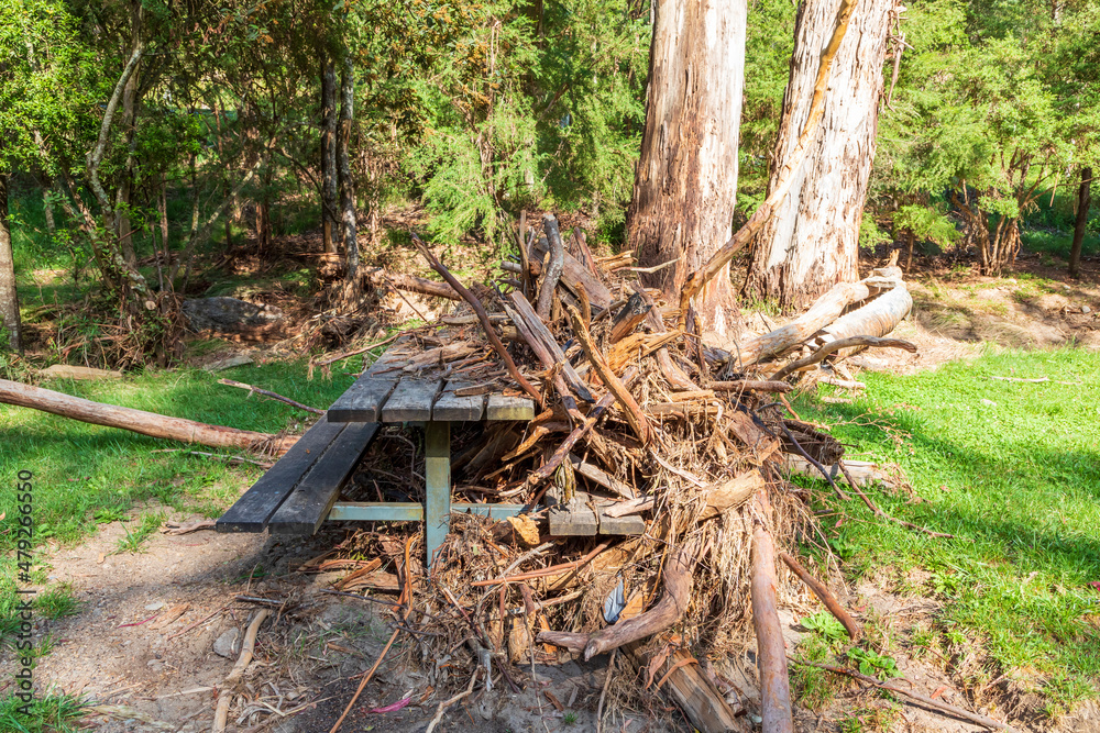 Photograph of severe flood damage in the Snowy Mountains in Australia Photograph of severe flood damage in the Snowy Mountains in Australia