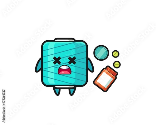 illustration of overdose yarn spool character
