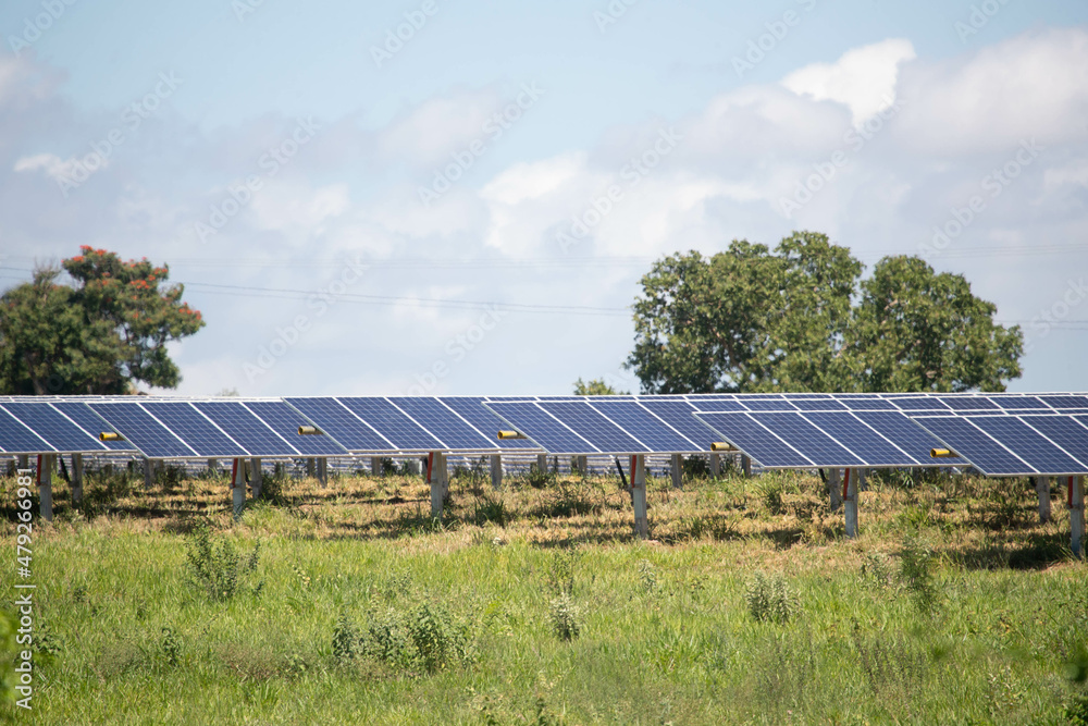 solar farm green energy from sun light show a lot of solar cell plate. Selective focus solar farm green energy from sun light show a lot of solar cell plate. Selective focus