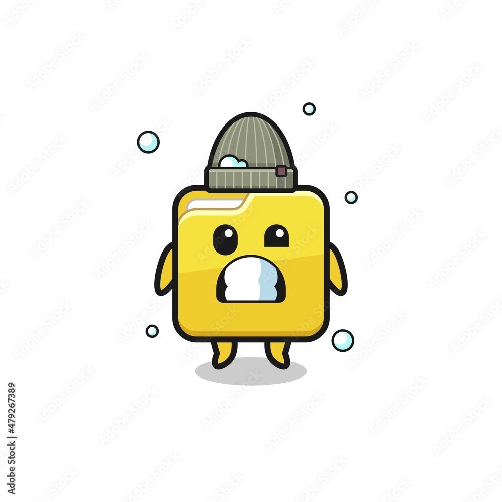 cute cartoon folder with shivering expression cute cartoon folder with shivering expression