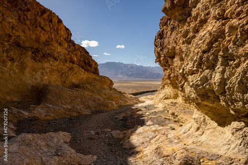The Dry Wash Through Gower Gulch Looking Out Over Death Valley