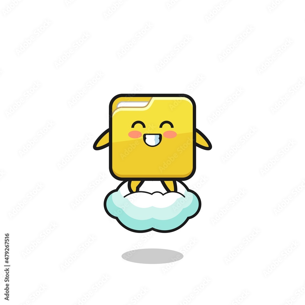 cute folder illustration riding a floating cloud cute folder illustration riding a floating cloud