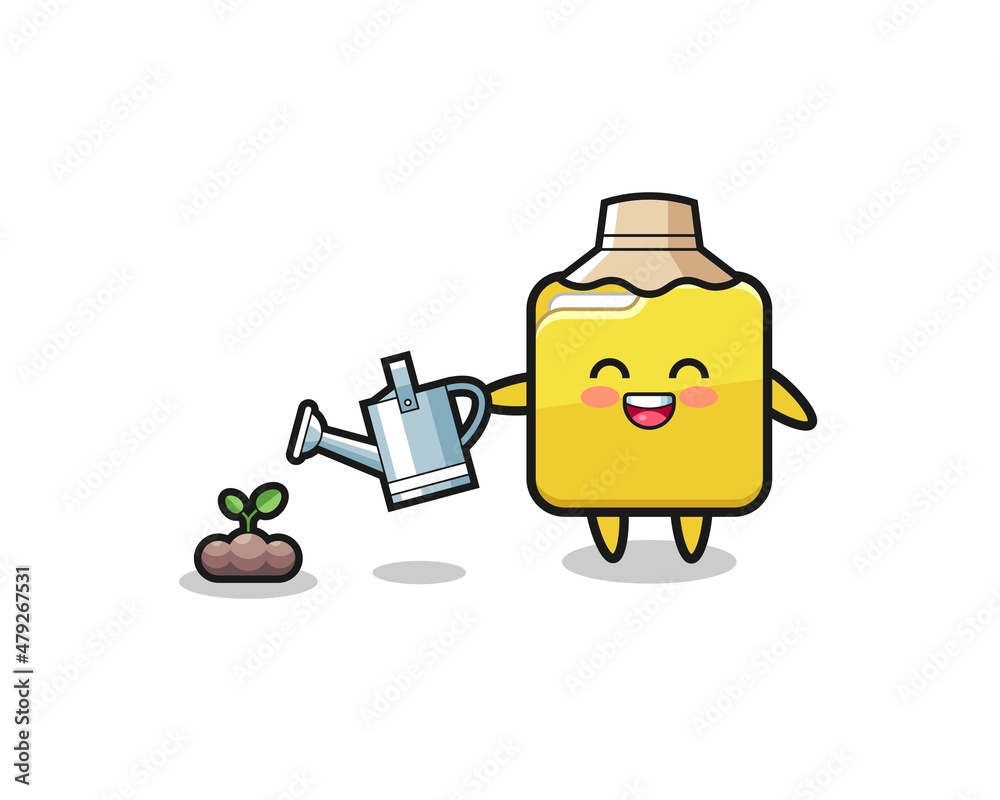 cute folder is watering plant seeds cute folder is watering plant seeds