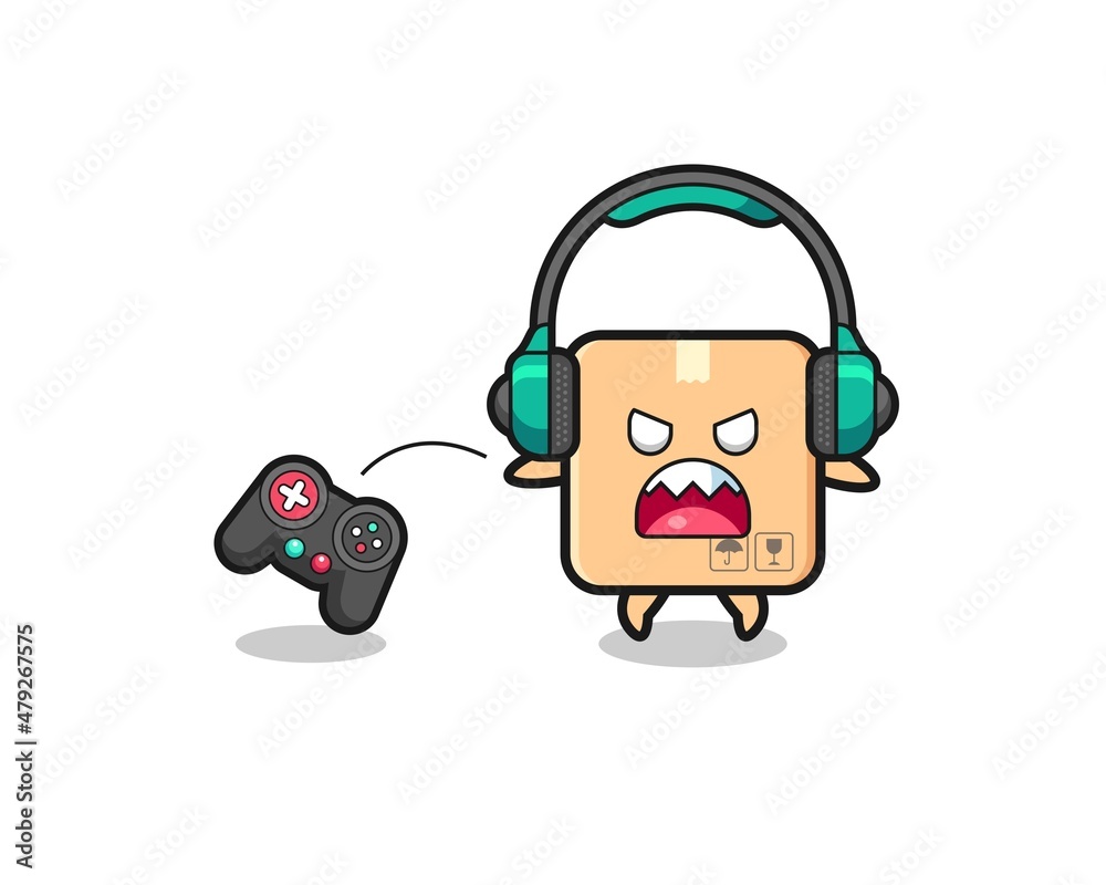cardboard box gamer mascot is angry cardboard box gamer mascot is angry