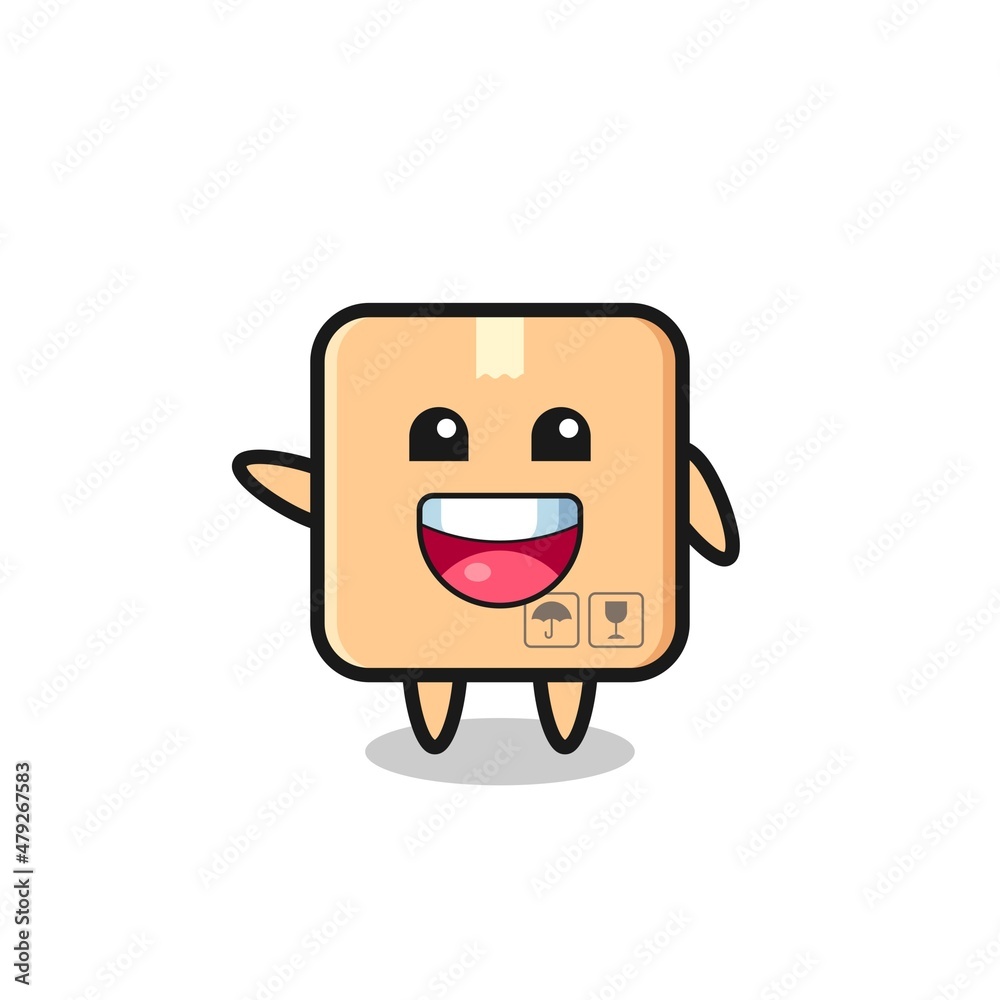 happy cardboard box cute mascot character happy cardboard box cute mascot character