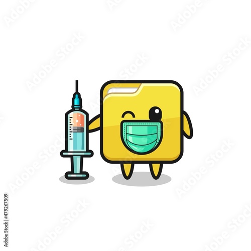 folder mascot as vaccinator