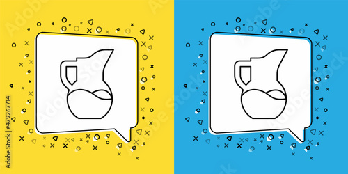 Set line Milk jug or pitcher icon isolated on yellow and blue background. Vector