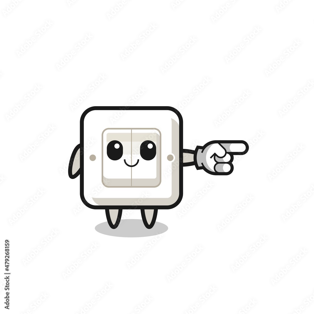 light switch mascot with pointing right gesture light switch mascot with pointing right gesture