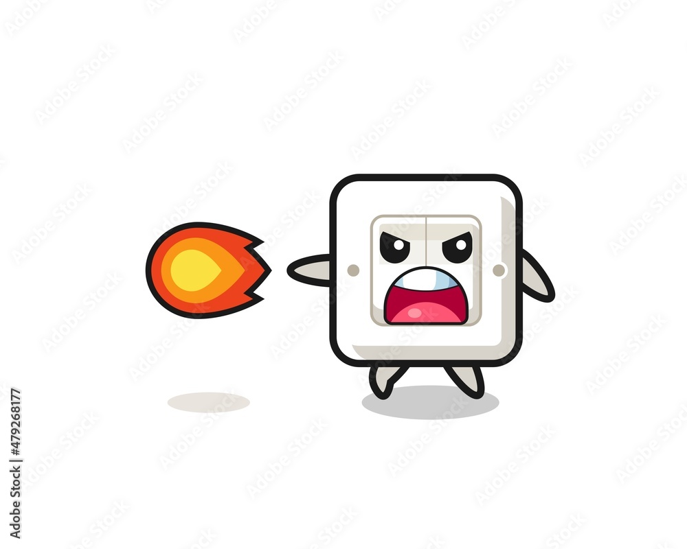 cute light switch mascot is shooting fire power
