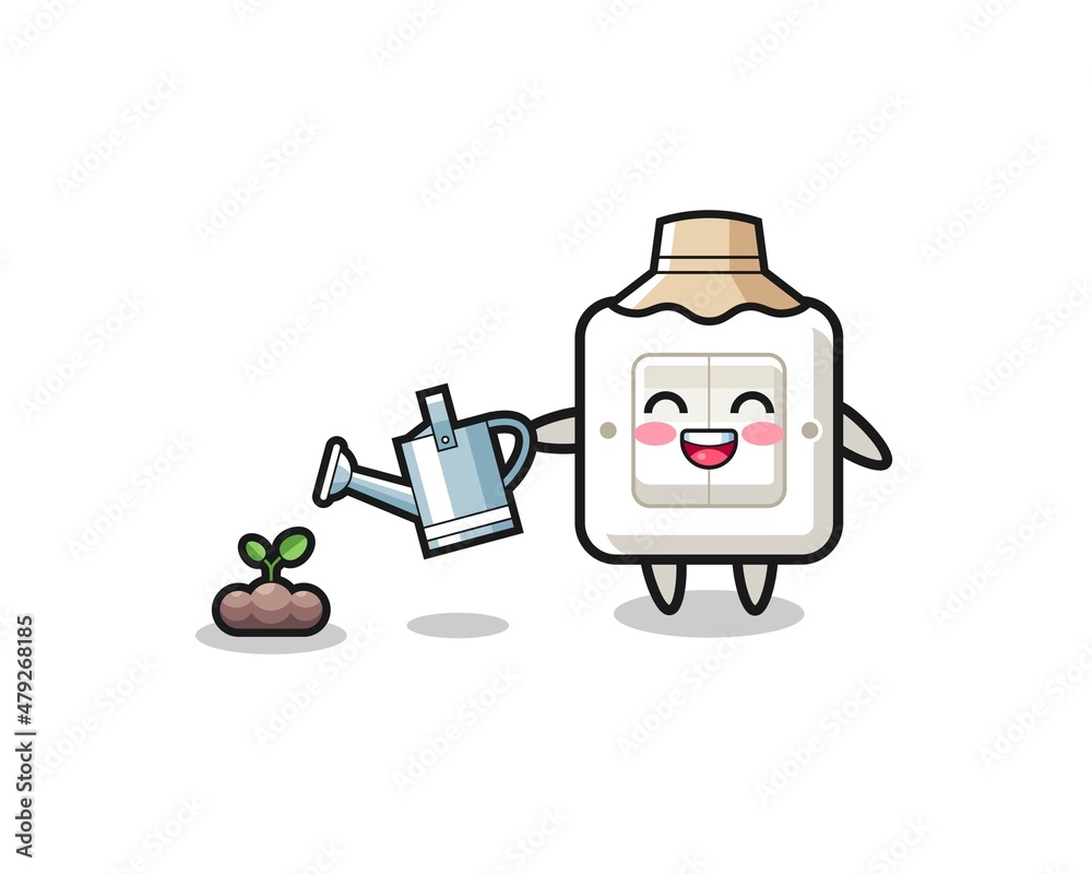 cute light switch is watering plant seeds cute light switch is watering plant seeds