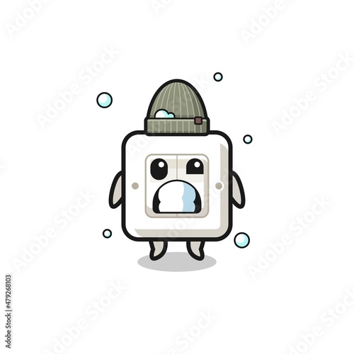 cute cartoon light switch with shivering expression