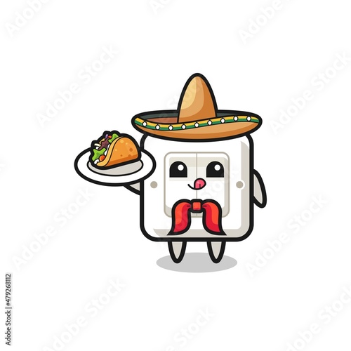 light switch Mexican chef mascot holding a taco