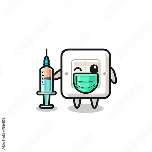 light switch mascot as vaccinator