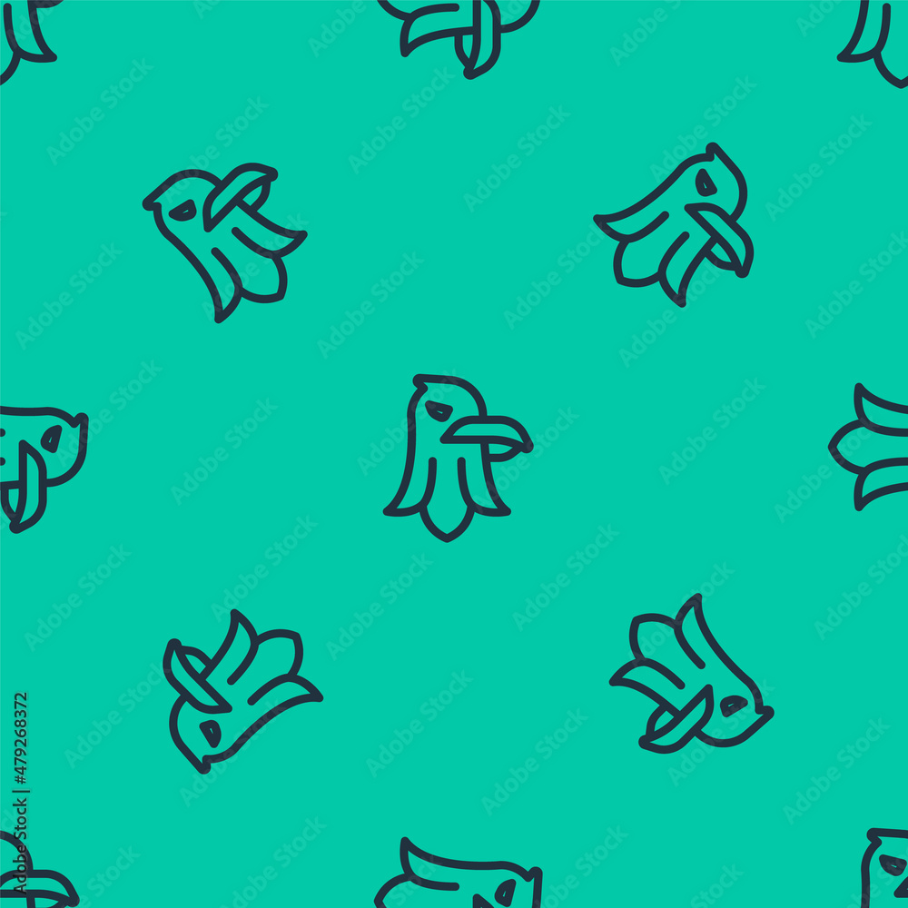 Blue line Eagle icon isolated seamless pattern on green background. American Presidential symbol. Vector Blue line Eagle icon isolated seamless pattern on green background. American Presidential symbol. Vector