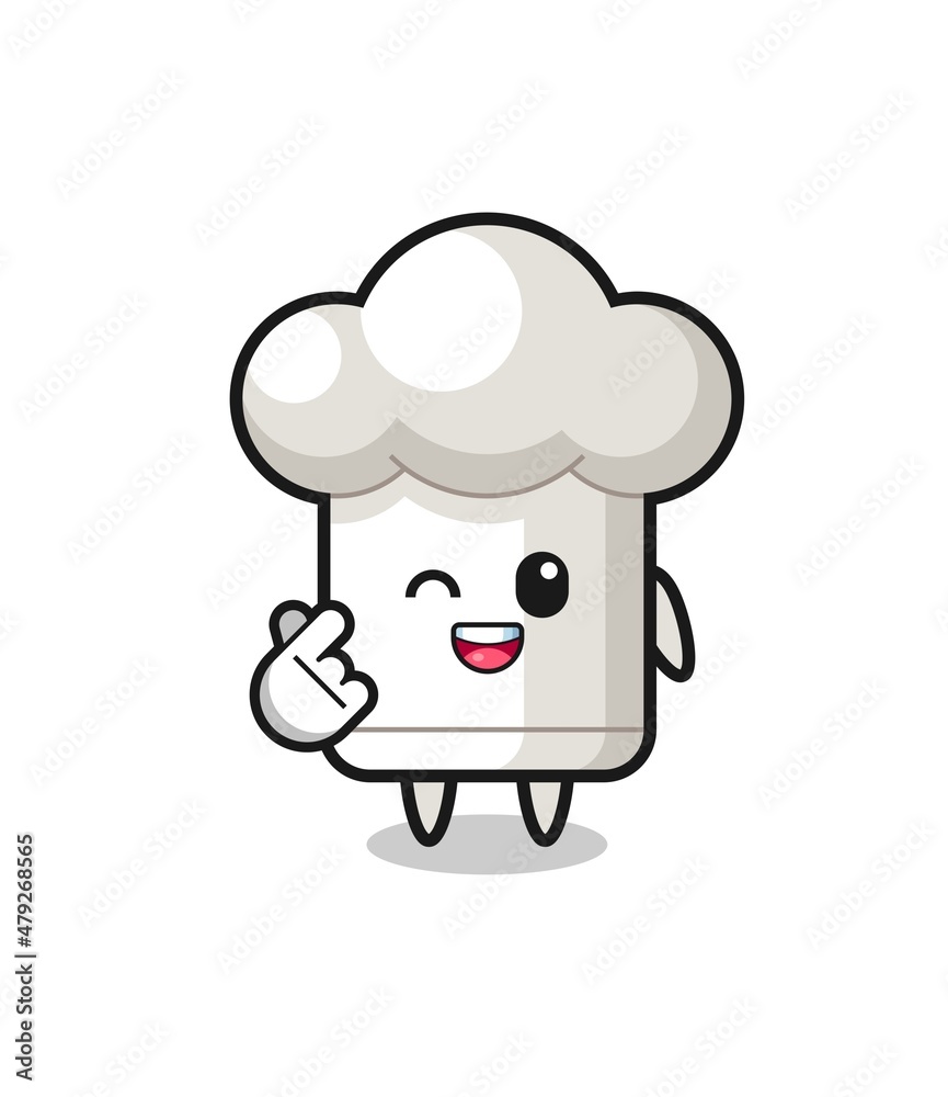Obraz premium chef hat character doing Korean finger heart