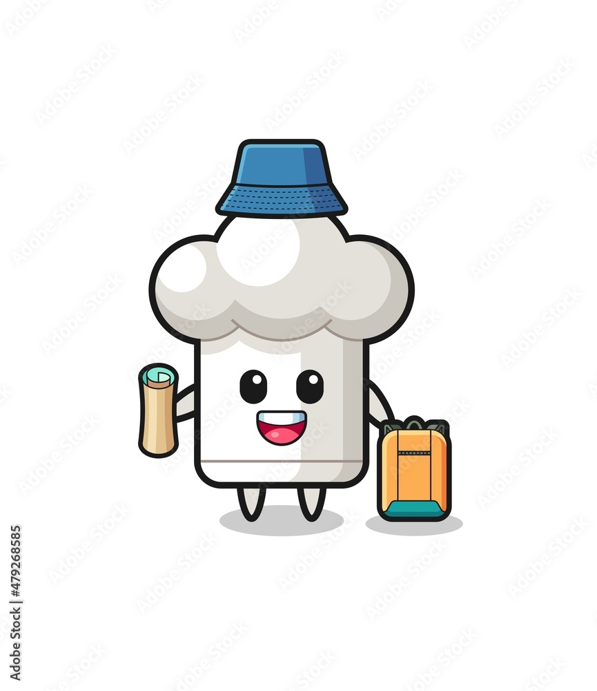 chef hat mascot character as hiker chef hat mascot character as hiker
