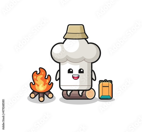 camping illustration of the chef hat cartoon