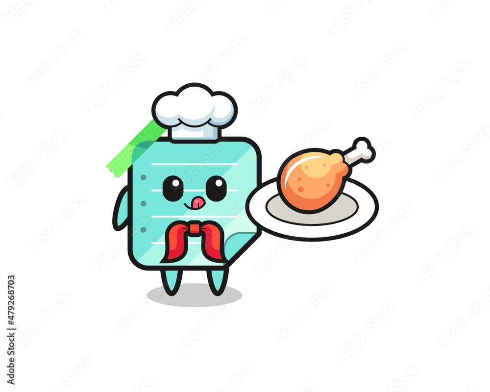 blue sticky notes fried chicken chef cartoon character blue sticky notes fried chicken chef cartoon character