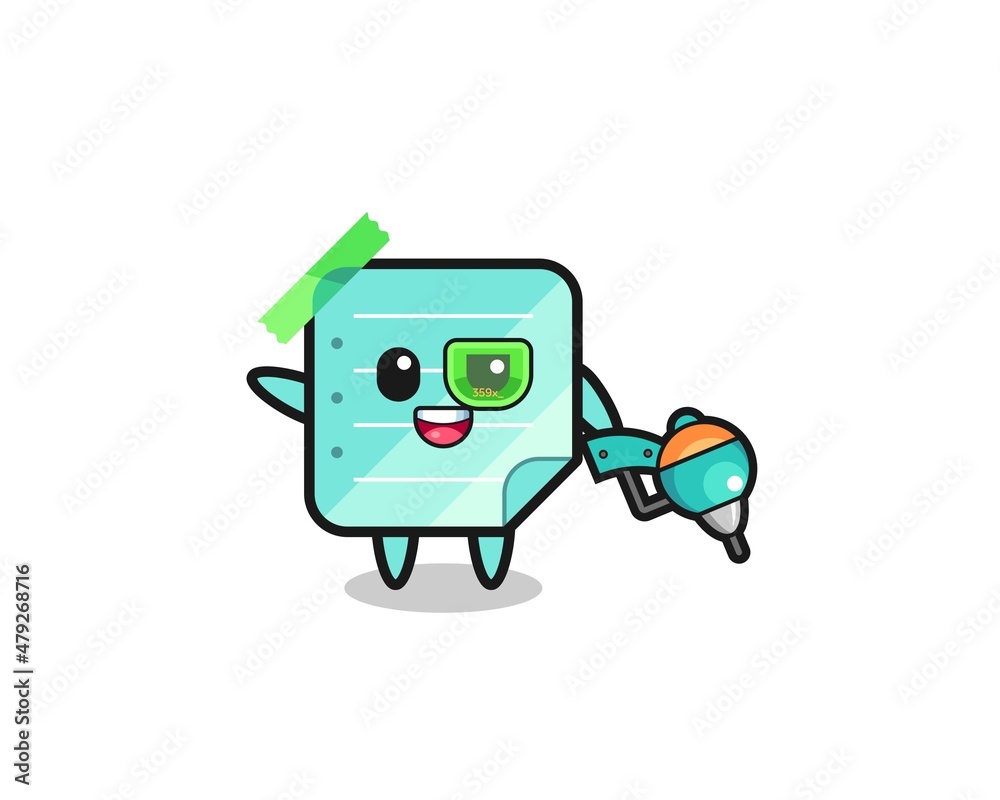 blue sticky notes cartoon as future warrior mascot blue sticky notes cartoon as future warrior mascot
