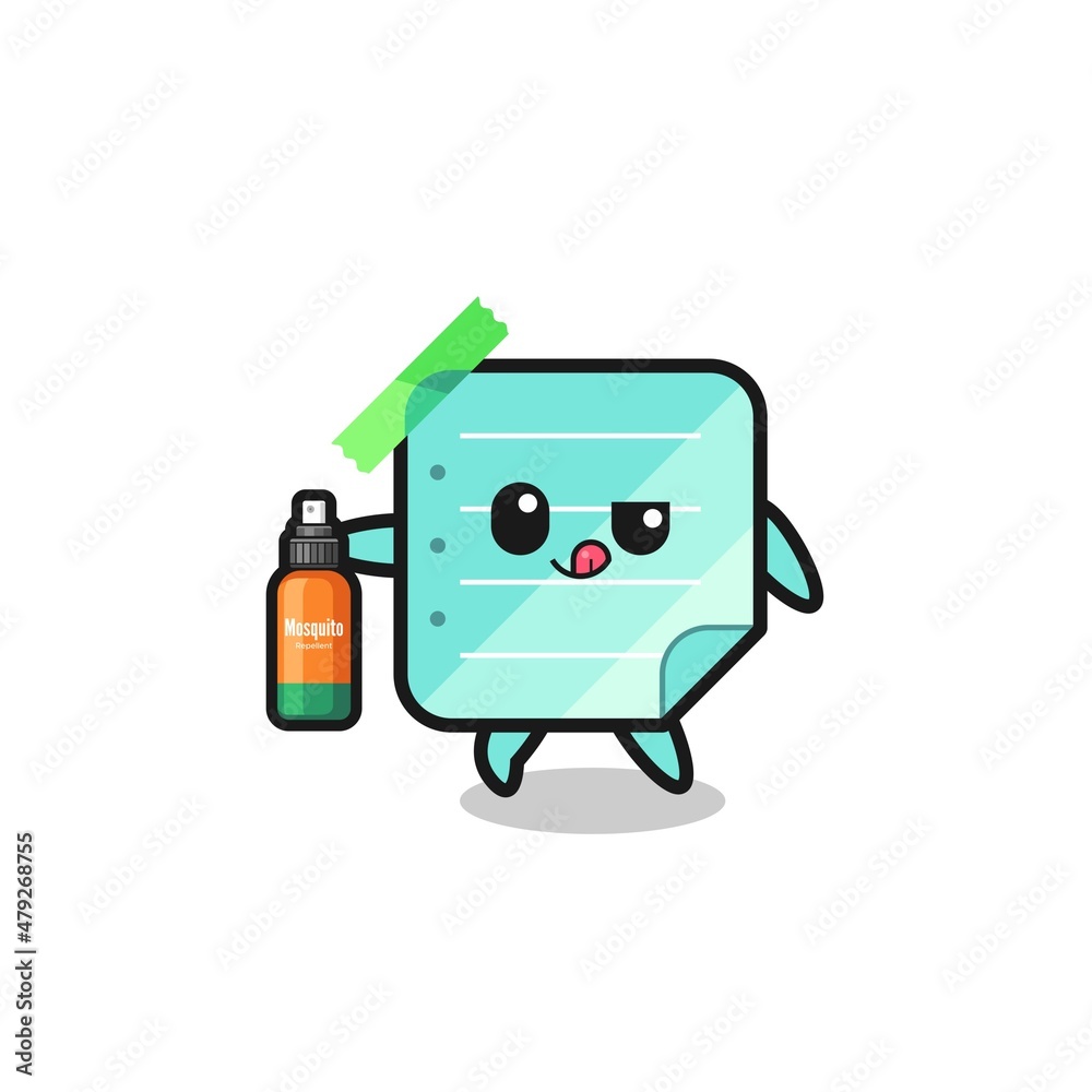 cute blue sticky notes holding mosquito repellent cute blue sticky notes holding mosquito repellent
