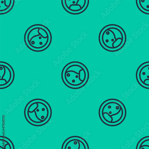 Blue line Washer icon isolated seamless pattern on green background. Washing machine icon. Clothes washer - laundry machine. Home appliance symbol. Vector
