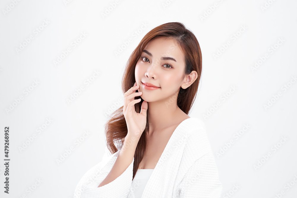 Beautiful young asian woman with clean fresh skin on white background, Face care, Facial treatment, Cosmetology, beauty and spa, Asian women portrait. Beautiful young asian woman with clean fresh skin on white background, Face care, Facial treatment, Cosmetology, beauty and spa, Asian women portrait.