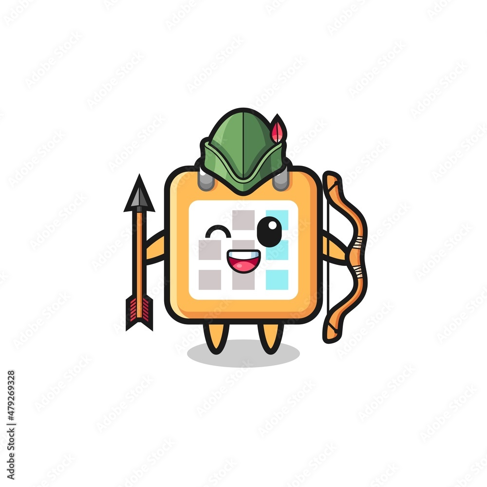 Fototapeta premium calendar cartoon as medieval archer mascot