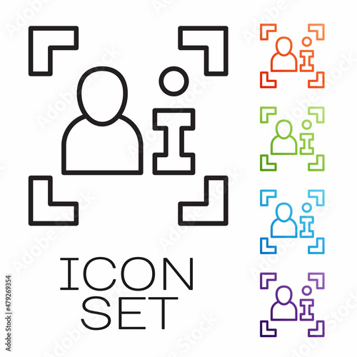 Black line Television report icon isolated on white background. TV news. Set icons colorful. Vector