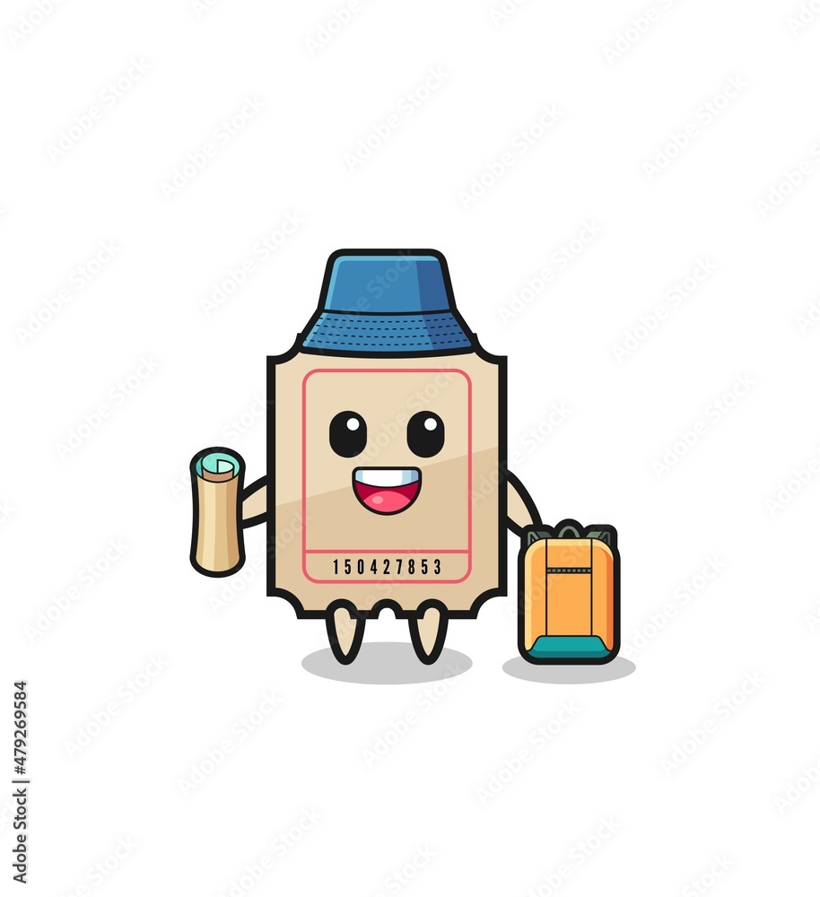 ticket mascot character as hiker ticket mascot character as hiker