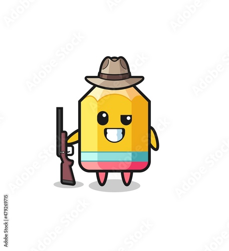 pencil hunter mascot holding a gun © heriyusuf