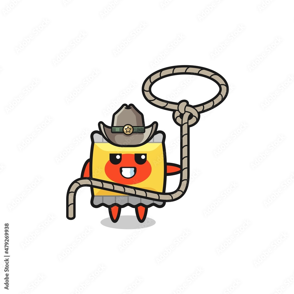 Naklejka premium the snack cowboy with lasso rope