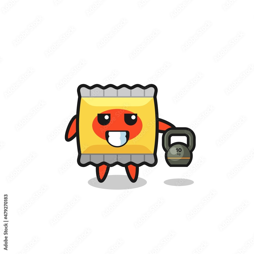 snack mascot lifting kettlebell in the gym snack mascot lifting kettlebell in the gym