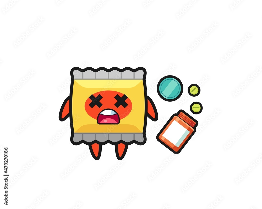 illustration of overdose snack character illustration of overdose snack character