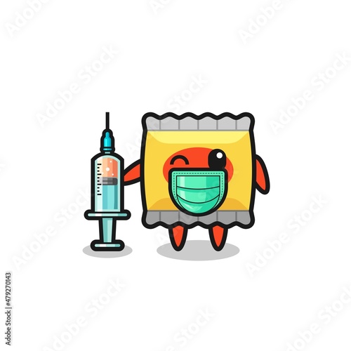 snack mascot as vaccinator