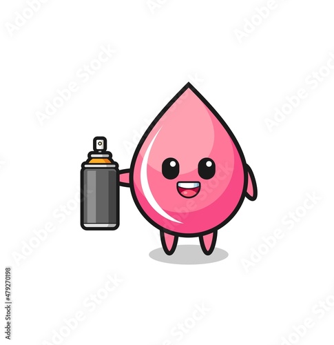 the cute strawberry juice drop as a graffiti bomber