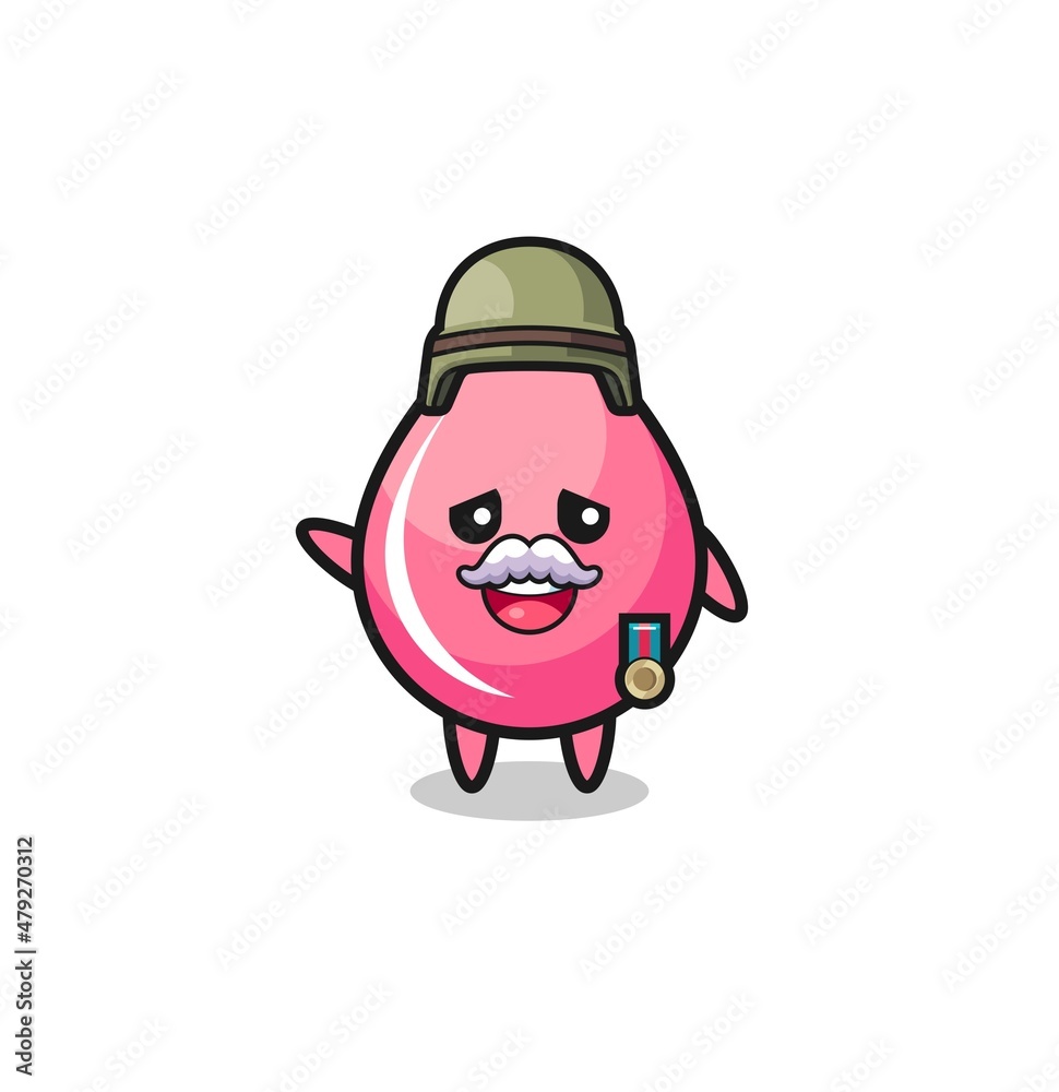 Obraz premium cute strawberry juice drop as veteran cartoon