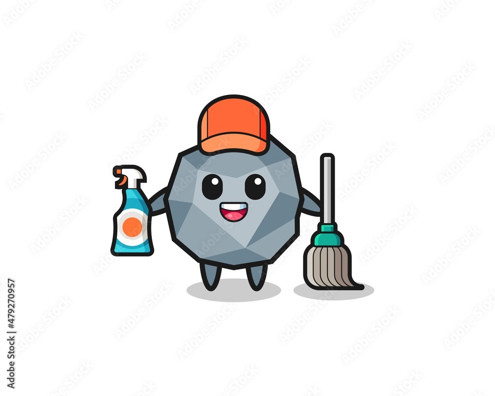 cute stone character as cleaning services mascot cute stone character as cleaning services mascot