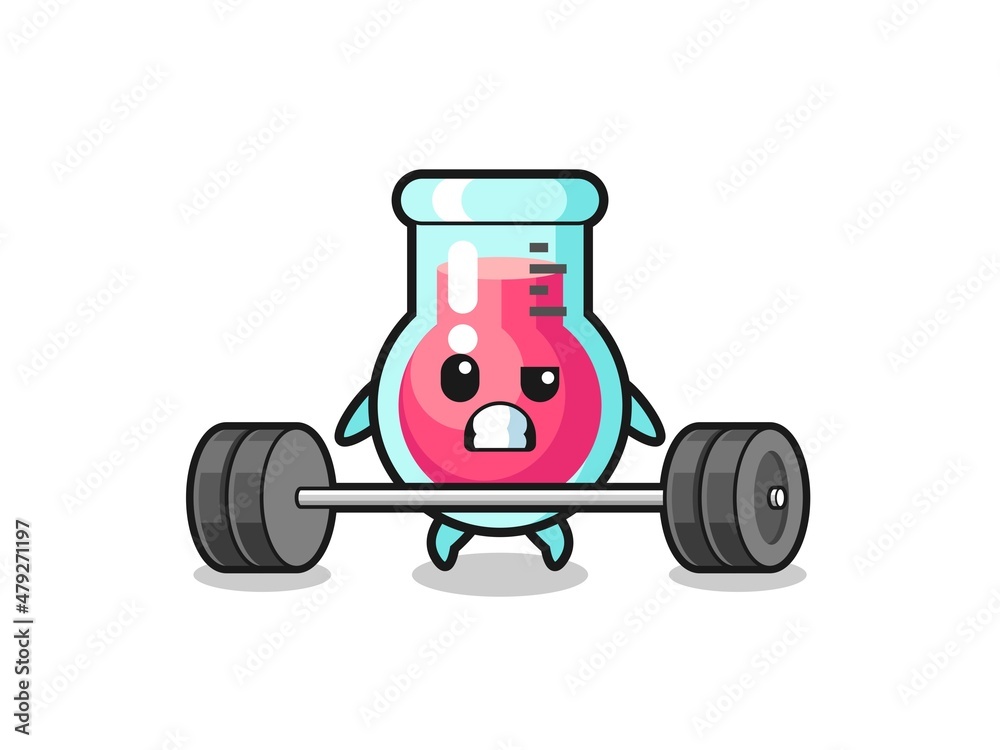 cartoon of laboratory beaker lifting a barbell cartoon of laboratory beaker lifting a barbell