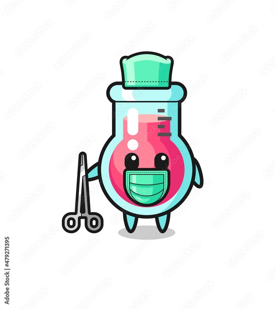 surgeon laboratory beaker mascot character surgeon laboratory beaker mascot character
