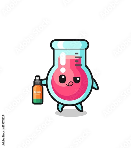cute laboratory beaker holding mosquito repellent