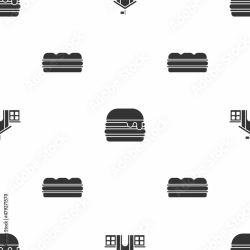 Set United States Capitol Congress, Burger and Sandwich on seamless pattern. Vector