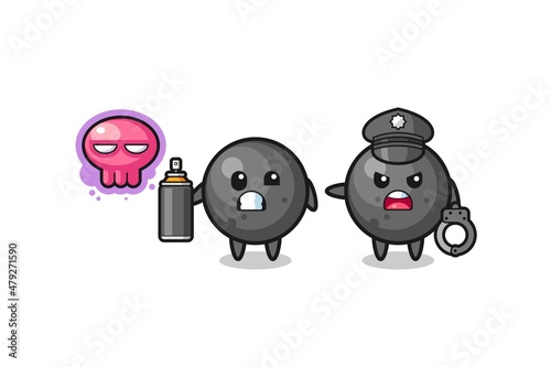 cannon ball cartoon doing vandalism and caught by the police