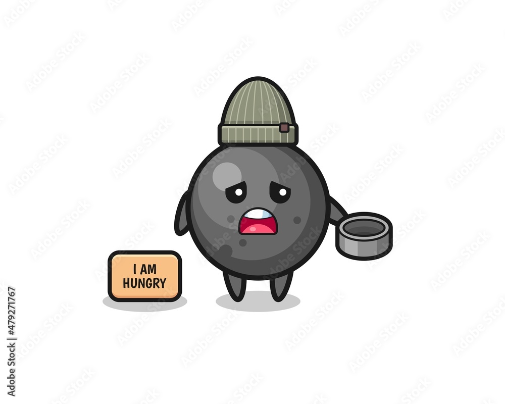 Naklejka premium cute cannon ball beggar cartoon character